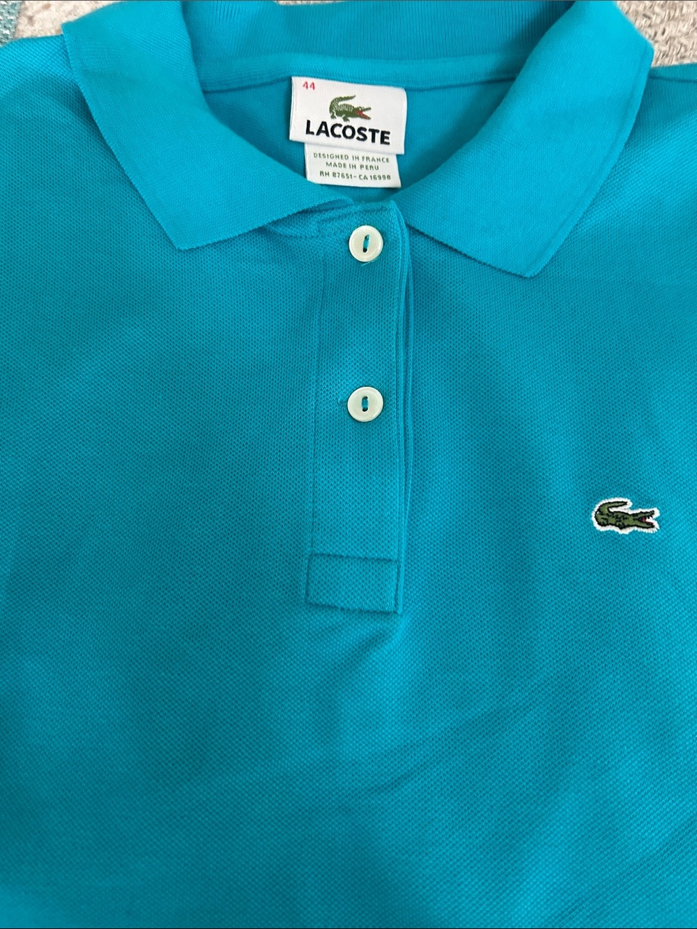 Lacoste Kids Short-Sleeve Polo in Turquoise Blue